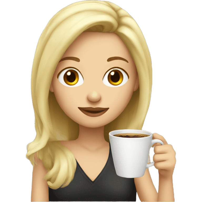 Blonde girl drinking coffee emoji