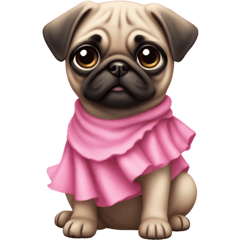 pug puppy with pink dress emoji