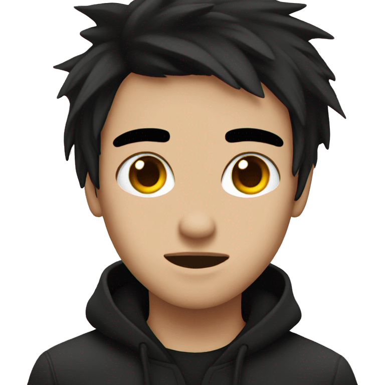 Make an emo with black hair at the front of their face  emoji