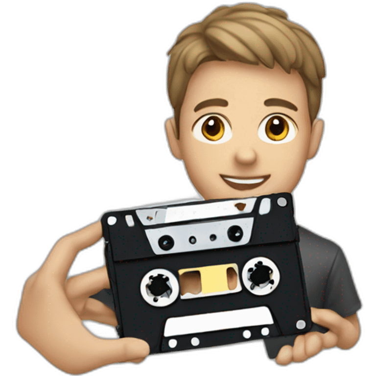 boy with cassette in his hand emoji