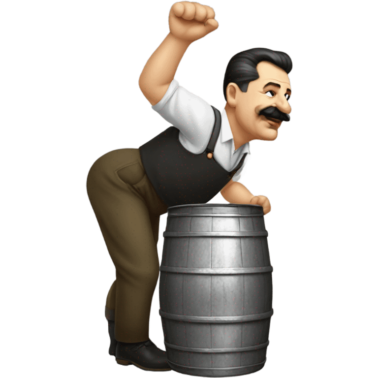 Stalin doing a keg stand emoji