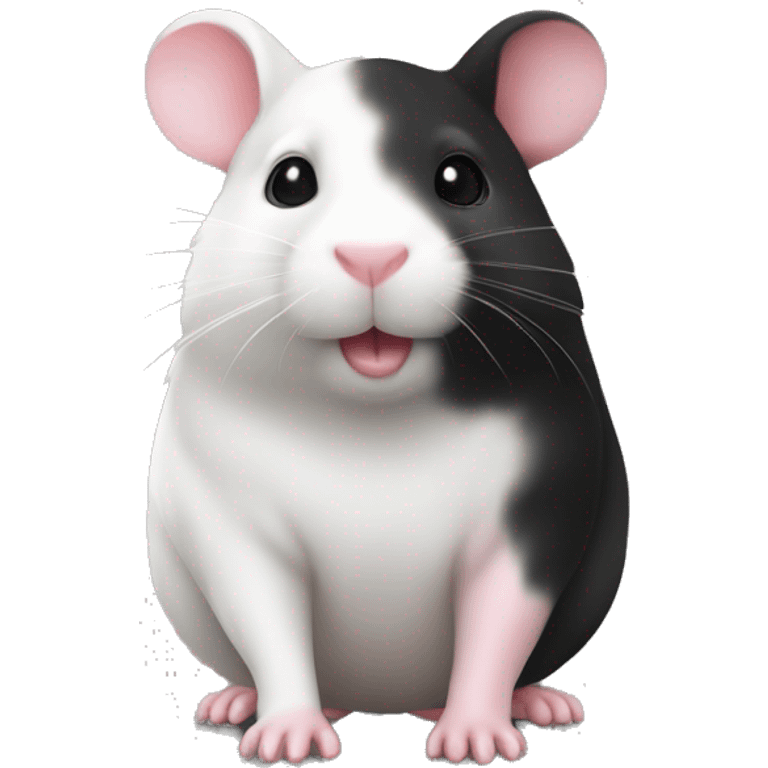 Pink nose head black back white butt and feet black hamster emoji