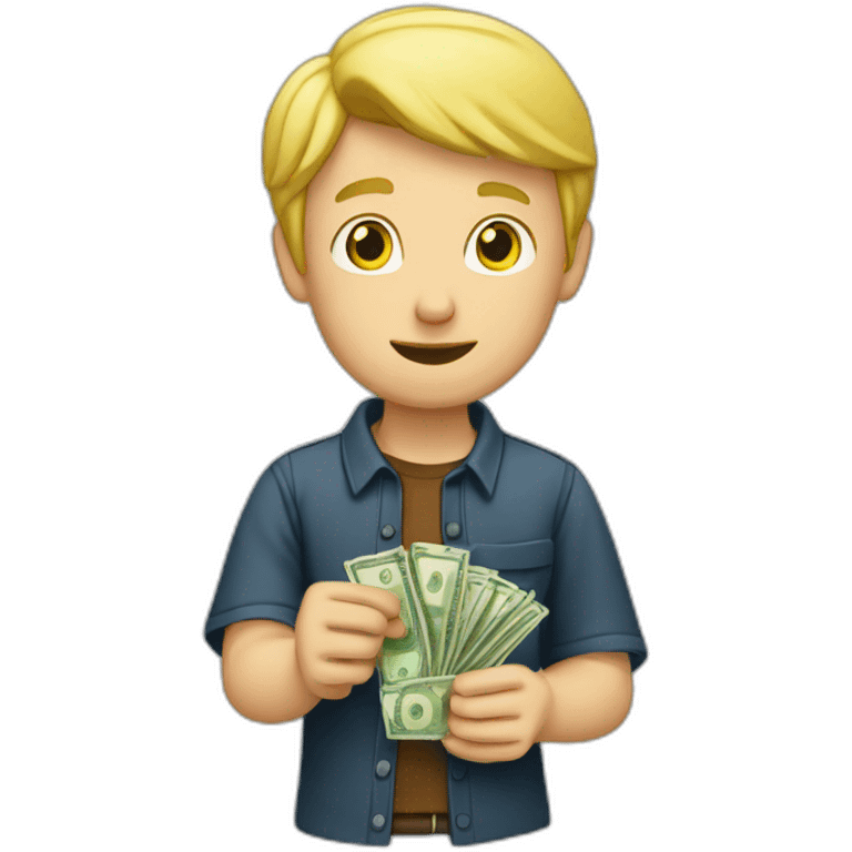 blonde caucasian male counting money emoji