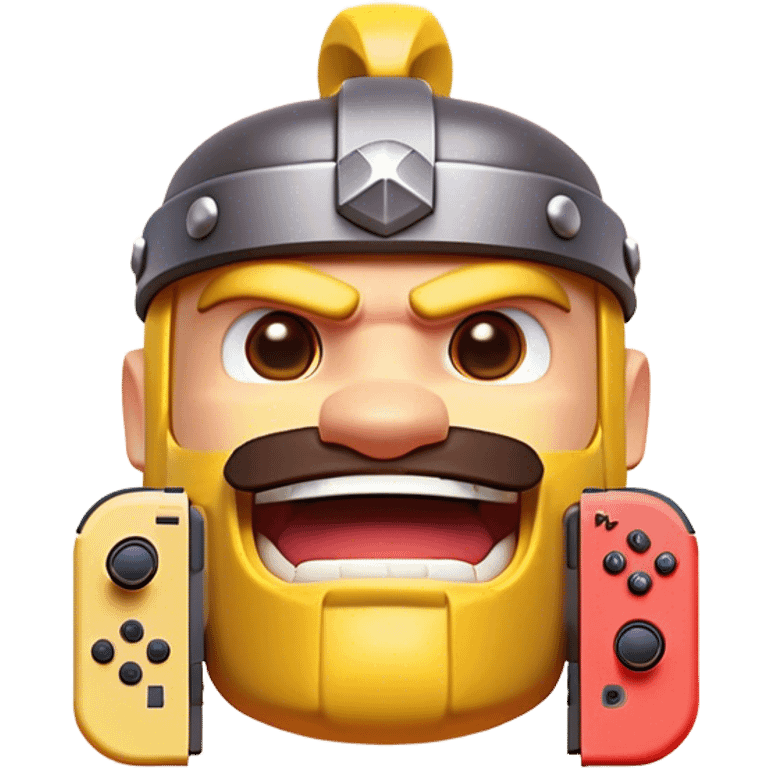 Clash of Clans aesthetic: Cinematic Playful Nintendo Switch Portrait Emoji, rendered in a 3D vector-style similar to standard emojis with minimal shading and bold, simplified shapes. A compact, distinct form with signature details, softly glowing with a nostalgic gaming charm. Simplified yet unmistakably iconic, highly detailed and consistent, glowing with a soft radiance and high shine. Stylized with a touch of retro gaming magic and a soft glowing outline, capturing the essence of a beloved gaming relic with a friendly, playful manner! emoji