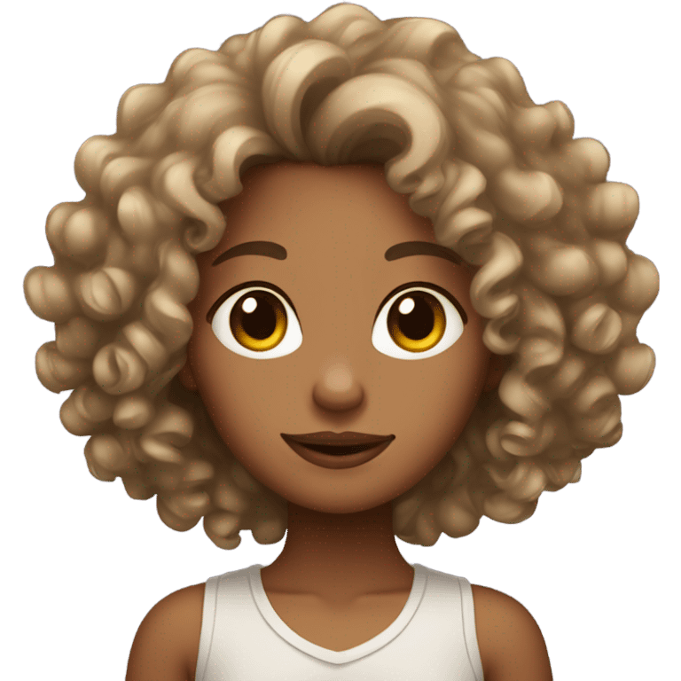 tan skin girl with curly hair emoji