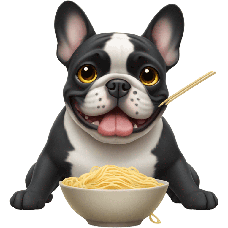 French bull dog eating noodles  emoji