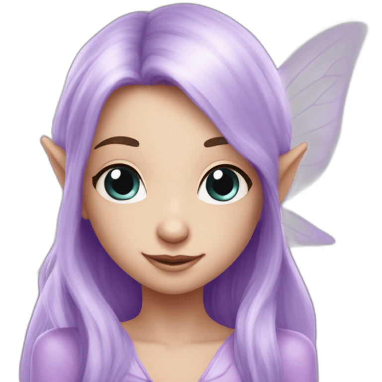 cute lilac elf fairy with long hair emoji