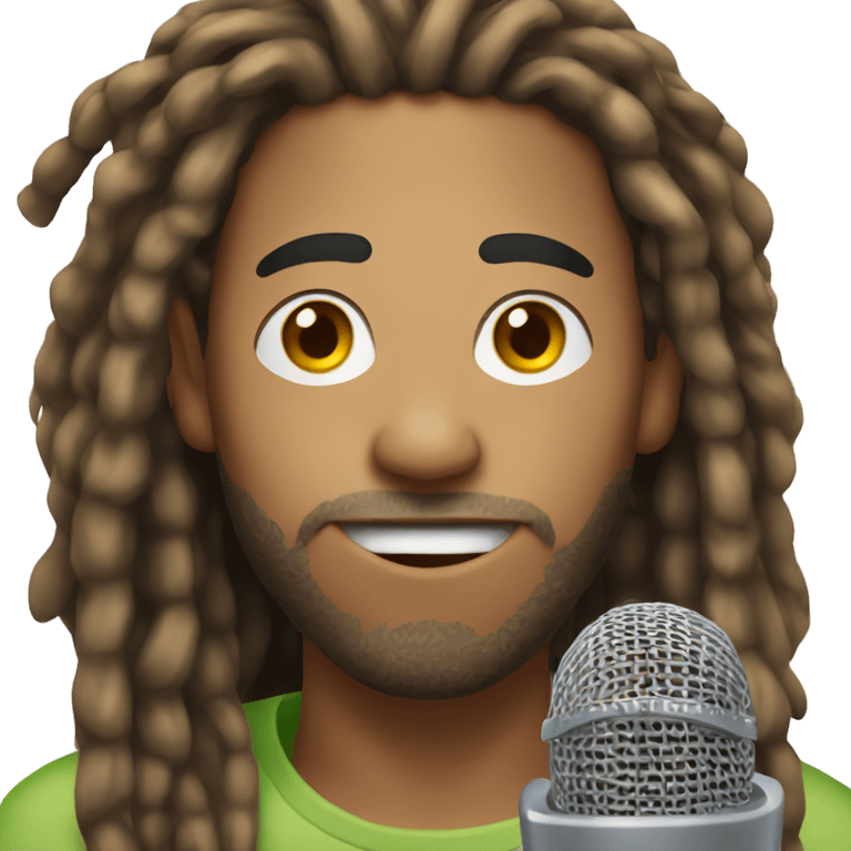 a mixed-race man with dreadlocks talking into a microphone emoji