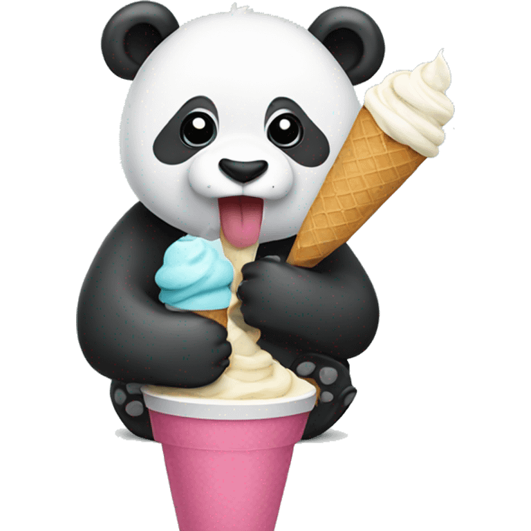 Panda eating ice cream emoji