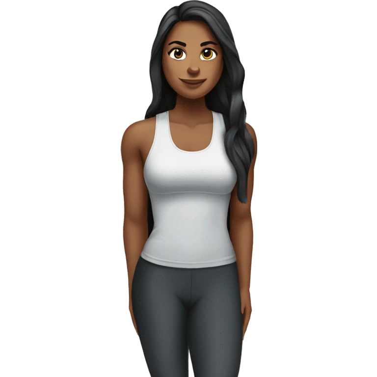 woman with long dark hair in gym emoji