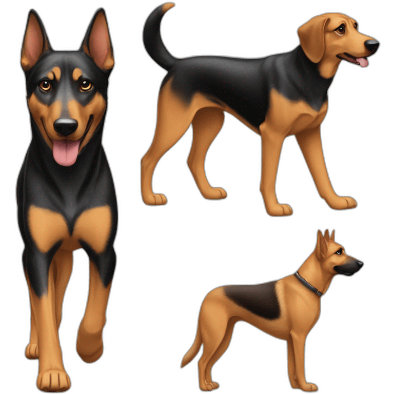 coonhound and German shepherd mix dog walking emoji