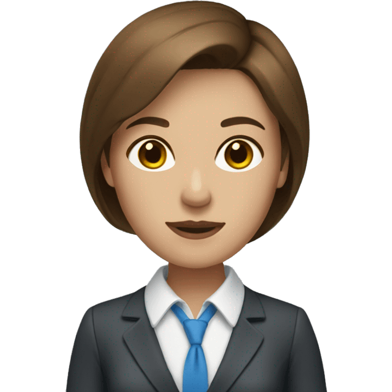 businesswoman with brown hair and blue  emoji