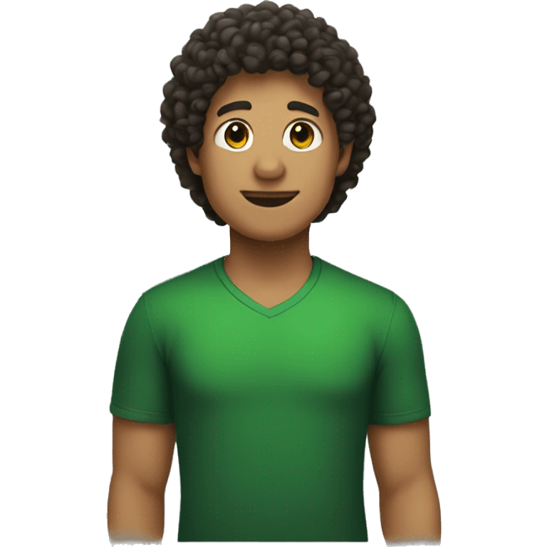 a guy with curly hair in a black shirt and a green triangle on it emoji