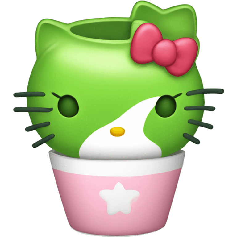 hello kitty drinking matcha emoji