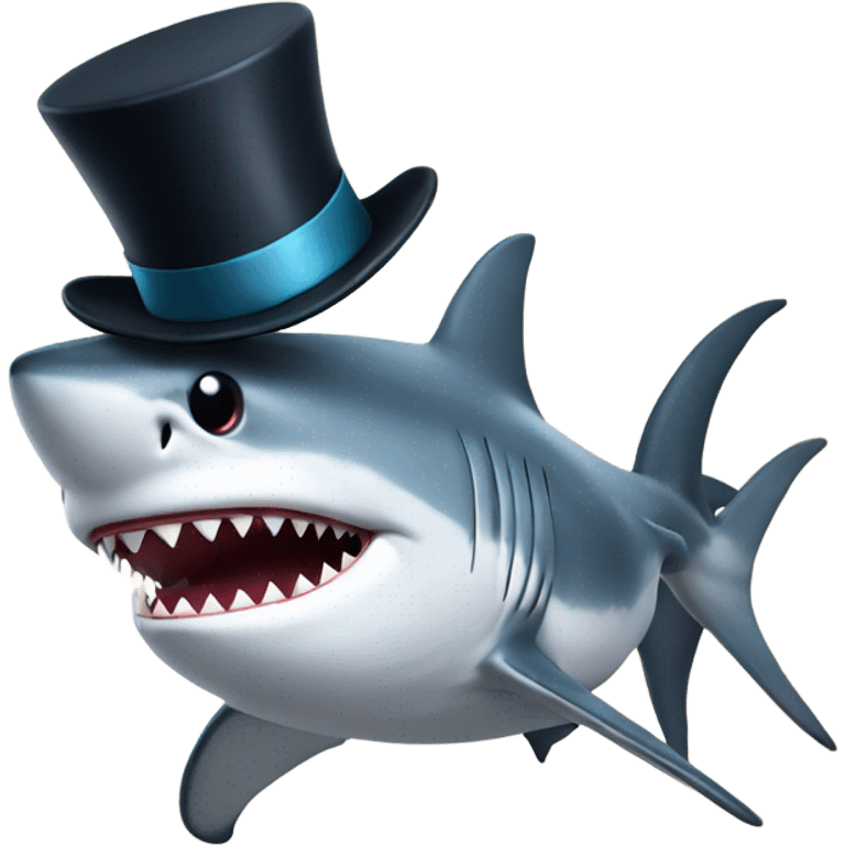 Shark with a top hat emoji