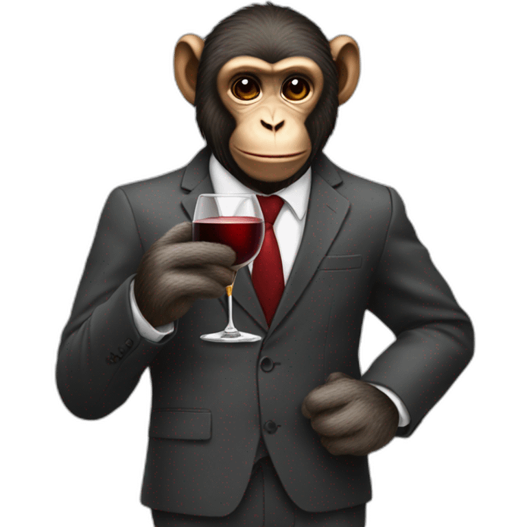 Monkey in a suit with a glass of wine emoji