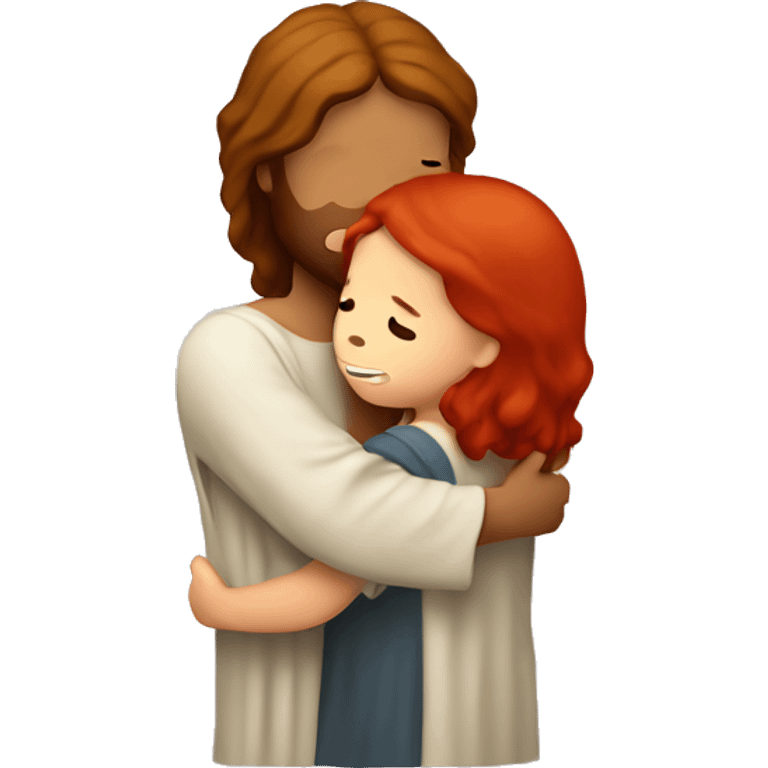 Jesus hugging red hair child  emoji