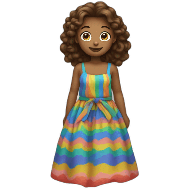 Fille qui porte une robe multicolore emoji