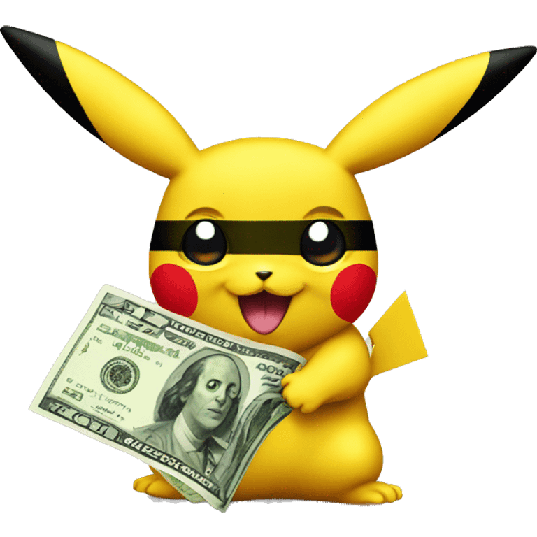 Pikachu with dollar sender toy emoji