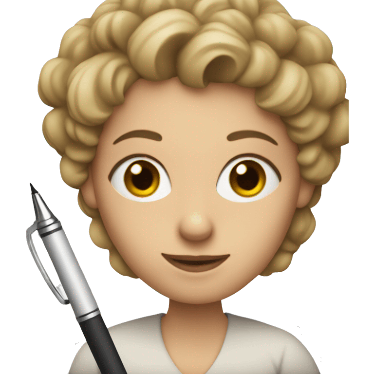 European woman with a pen and paper  emoji