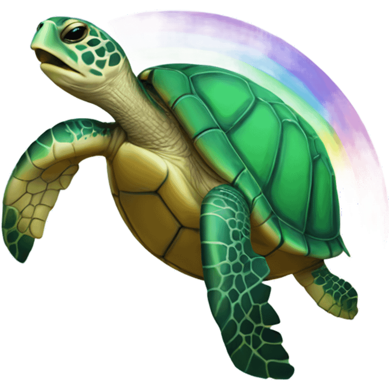 Sea turtle with rainbow emoji