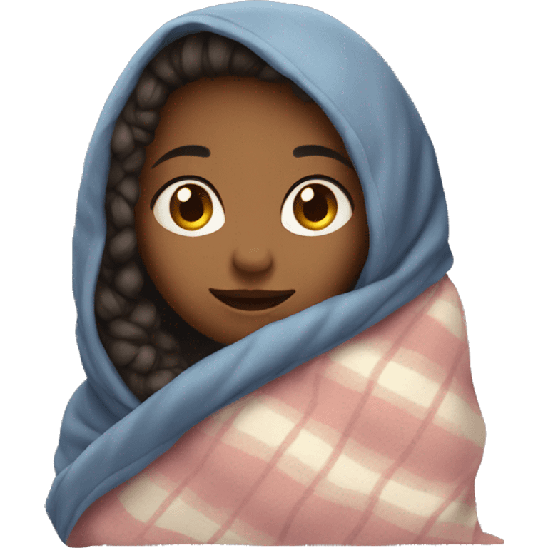 Cozy girl with blanket emoji