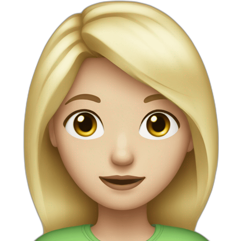 blonde girl with white skin, green and brown eyes and logn hair emoji