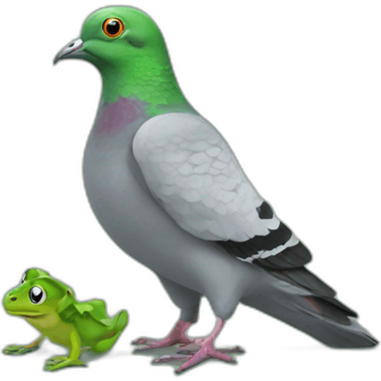 Pigeon with frog emoji