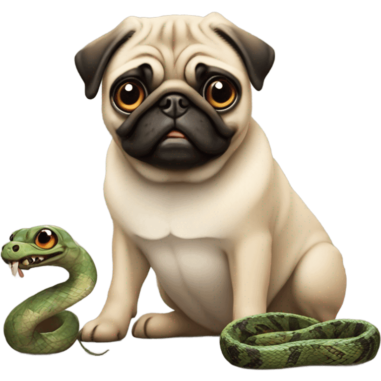 Pug with a snake emoji