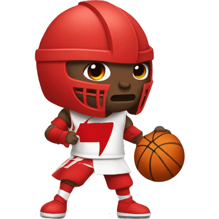 Red Knight with white skin dribbling a basketball emoji