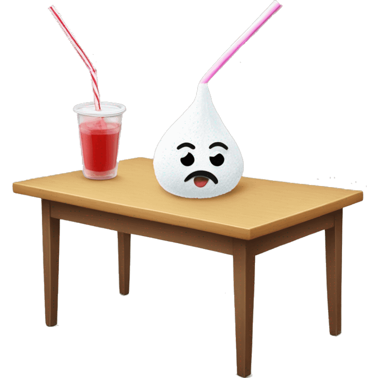 Sniffing sugar on a table with a straw emoji