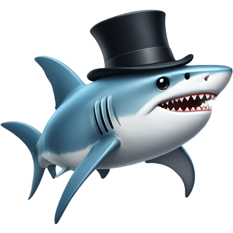 Shark with a top hat emoji