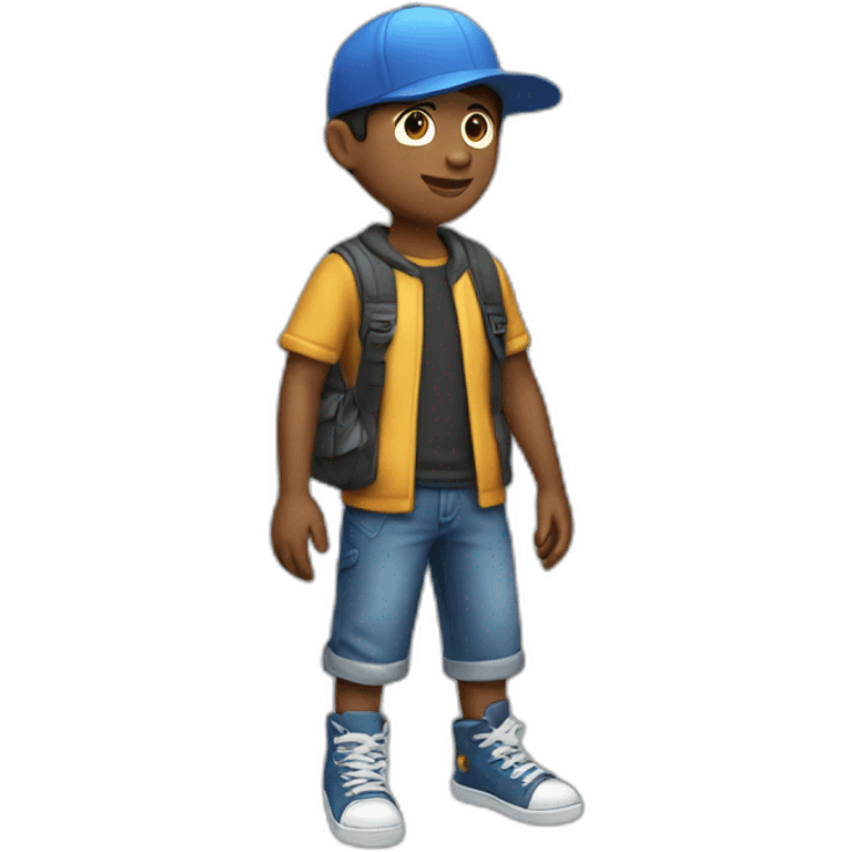 a cool boy with a cap full body in 2d emoji