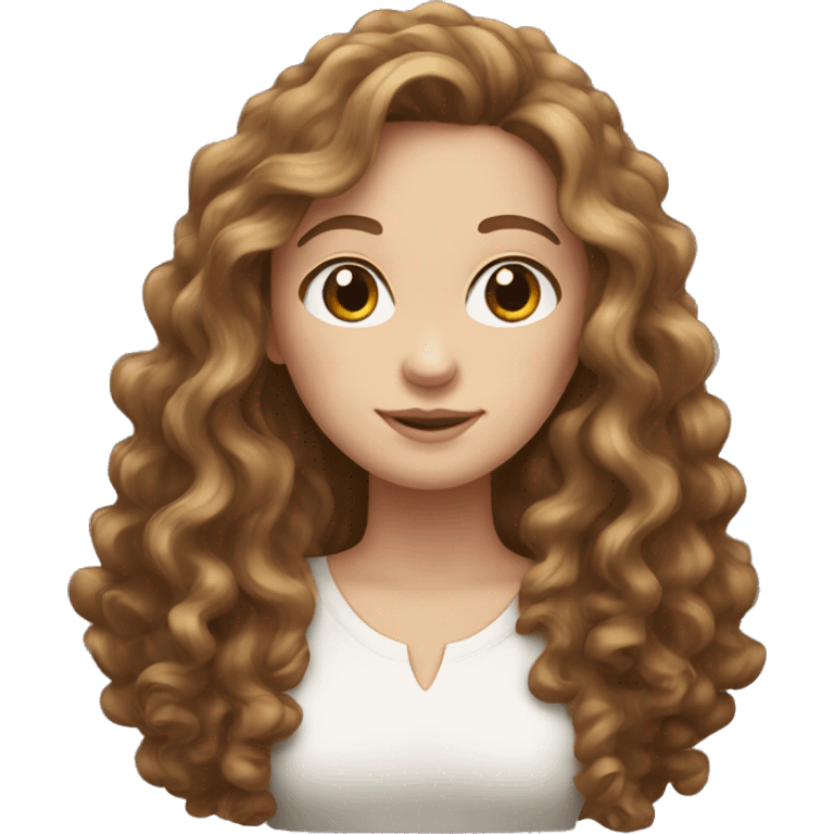 white girl with long brown curly hair emoji