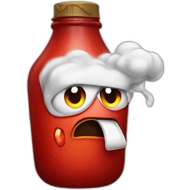 Smoking, angry ketchup bottle emoji