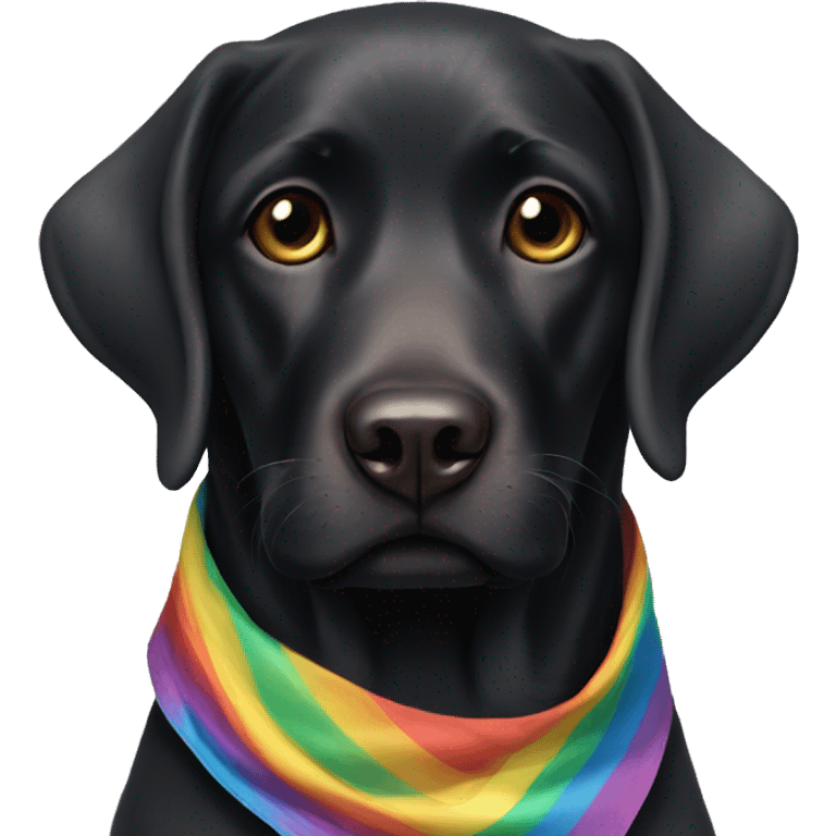 black labrador with brown eyes with rainbow bandana emoji