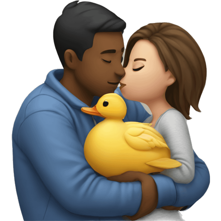 pregnant man kissing a duck emoji