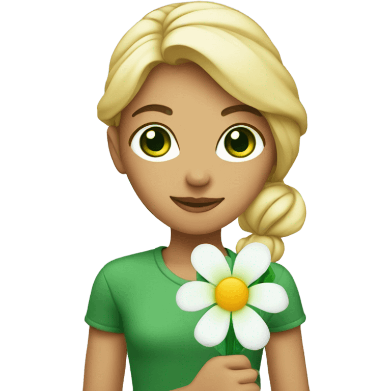 Green Eyed model with Flower emoji