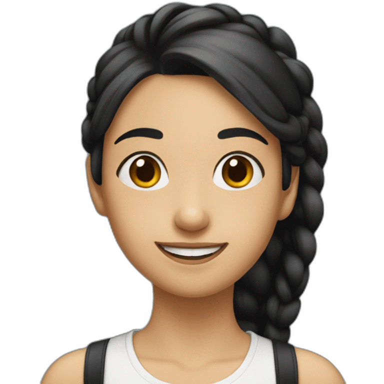 A smiling girl with a black ponytail emoji