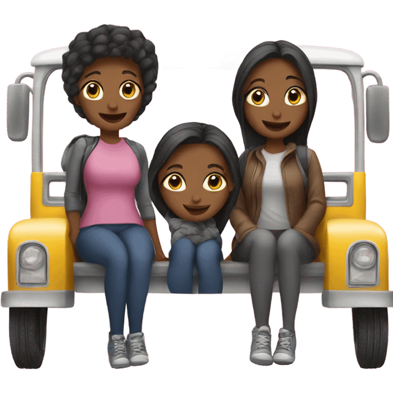 Three girls on a bus emoji