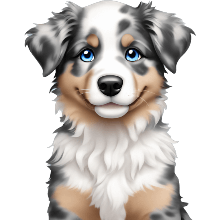 merle australian shepherd puppy with blue eyes emoji