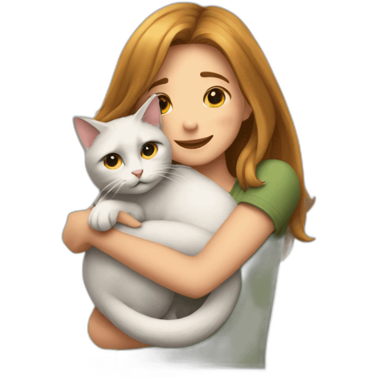 Girl hug to cat emoji