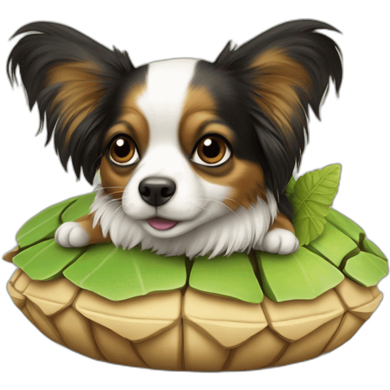 Papillon sur une tortue emoji