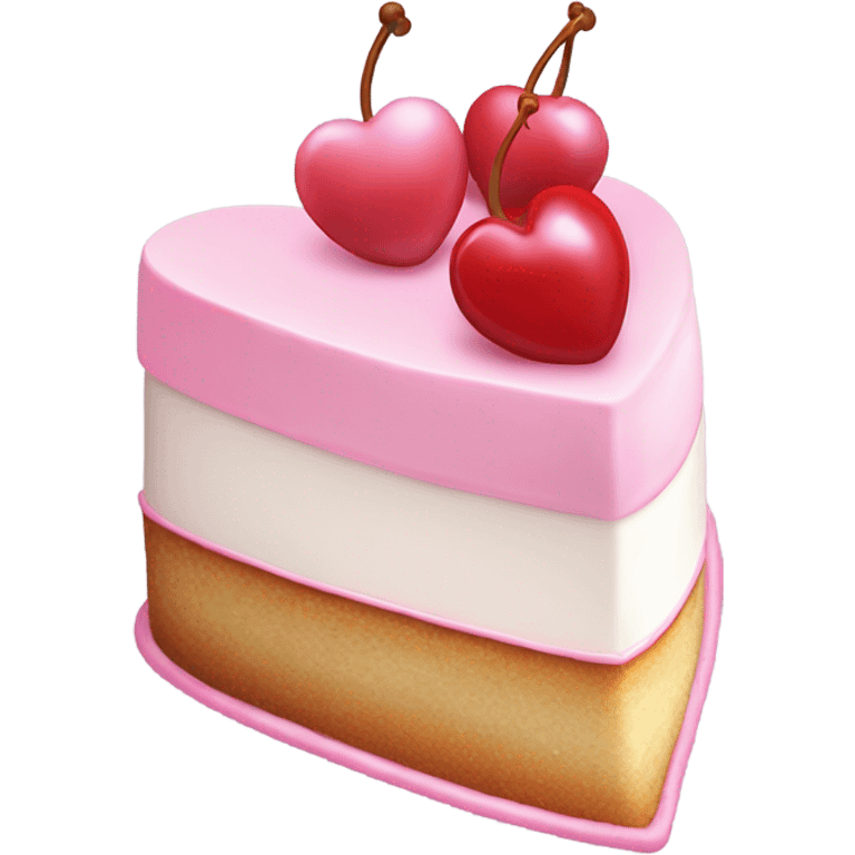 Heart shaped cake pink and white coquette with cherry and icing   emoji