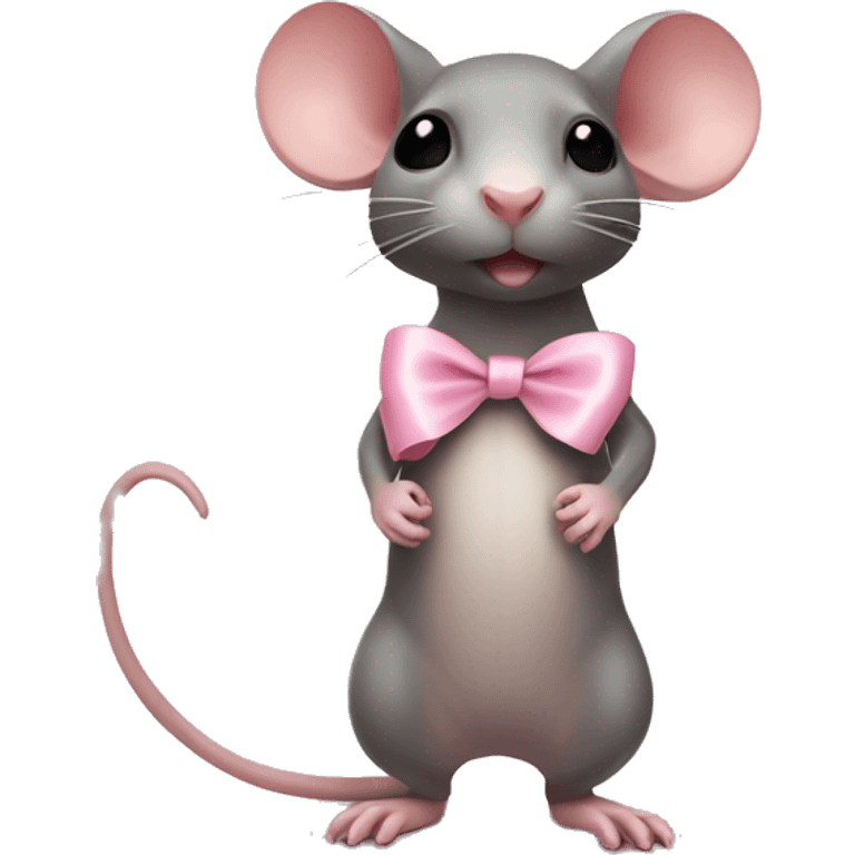 full body rat with light pink ribbon bow emoji