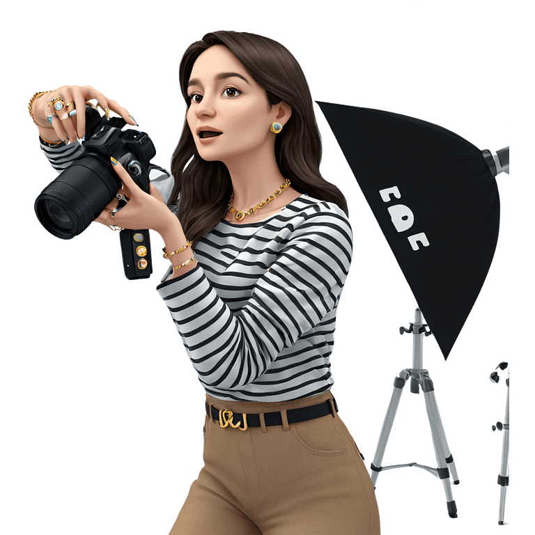 girl with jewelry and camera emoji