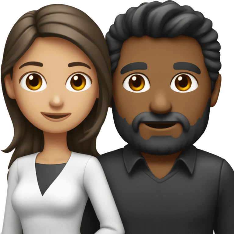 Un chico moreno con pelo negro y una chica blanca con pelo castaño emoji