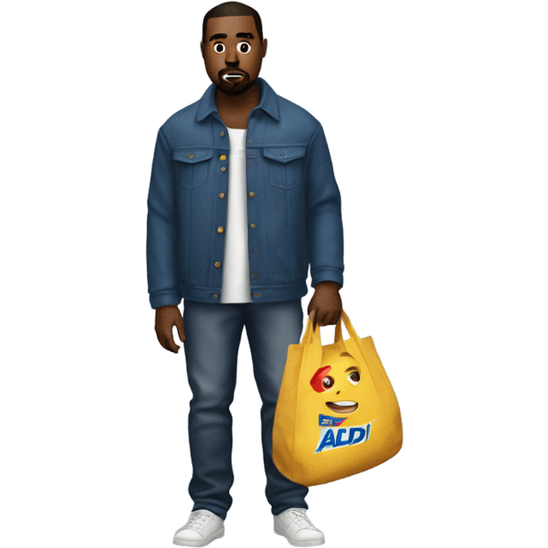 Kanye west holding Aldi bag emoji