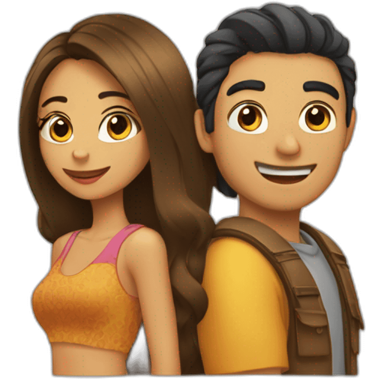 Chico y chica pelo largo emoji