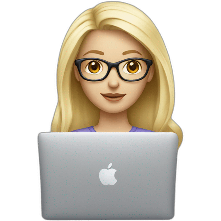 platinum-blonde-girl-in-glasses-using-macbook emoji